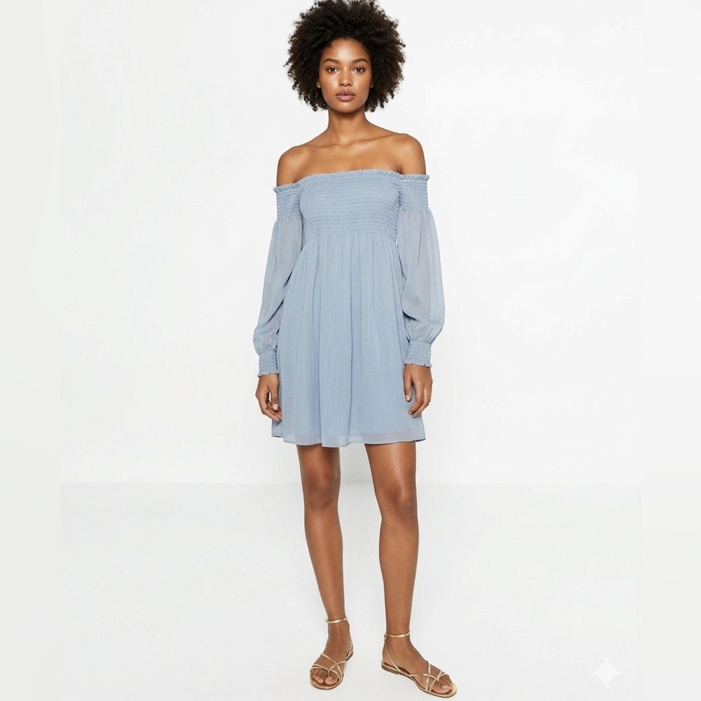 Zara‎ off shoulder chiffon dress